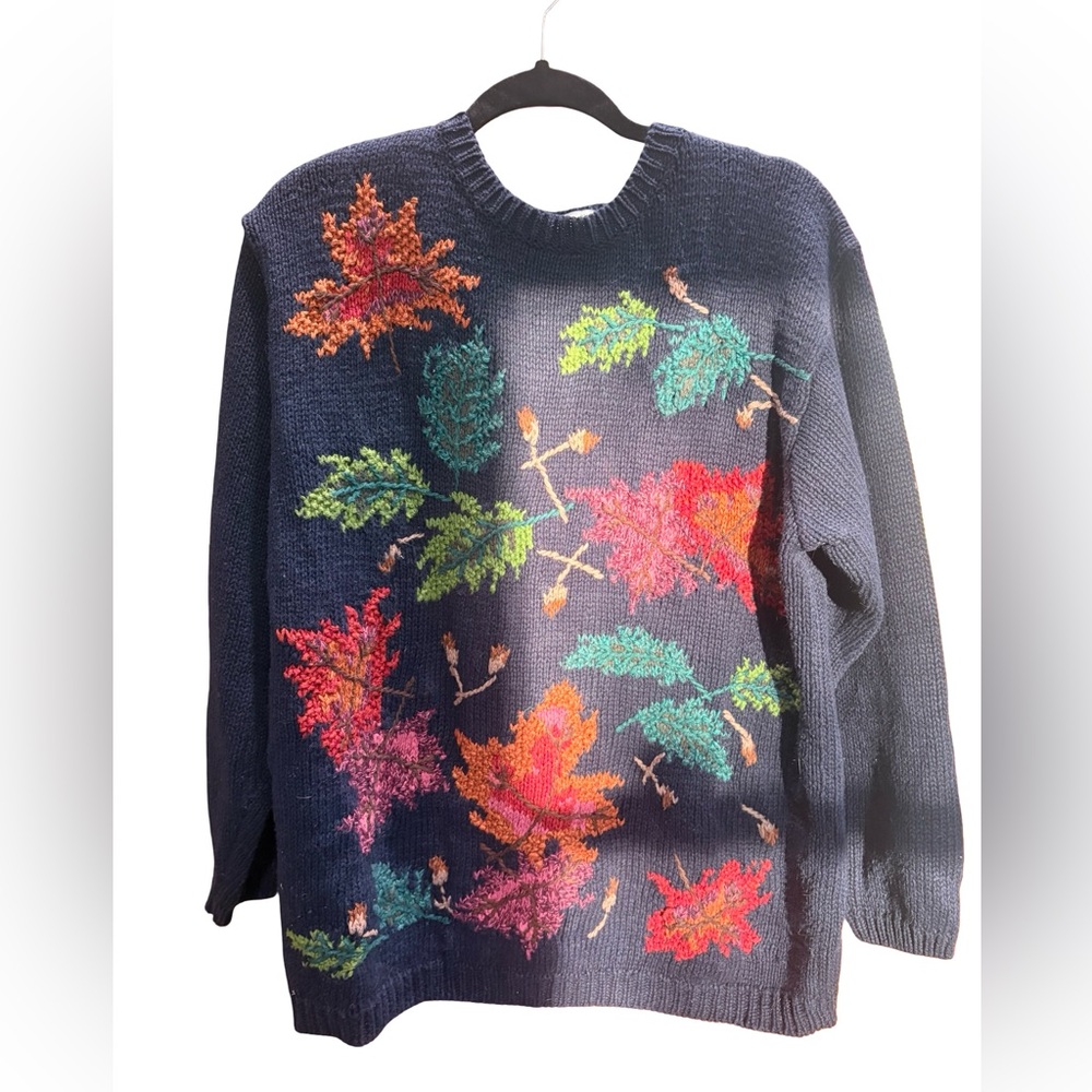 Leaf Patterned Sweater - Multicolor - image 1